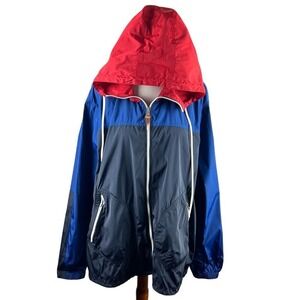 Coach New York Mens XXL Colorblock Windbreaker Jacket Red Blue Navy 89736 EUC